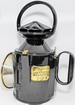 GNR double pie-crust Handlamp brass plated `Great Northern Railway SPALDING BOX 2`. Fitted with a