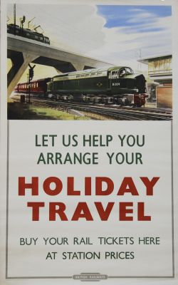Poster British Railways `Let Us Help You Arrange Your Holiday Travel` by Wolstenholme, D/R size.