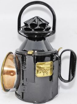 GNR double pie-crust Handlamp brass plated `Great Northern Railway FIRSBY 14` Matching top and