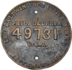 Worksplate `The Baldwin Locomotive Works Philadelphia USA No 49731 dated 1918`. Ex Class 0-1 (3rd