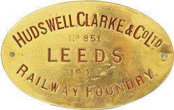 Worksplate Hudswell Clarke & Co Ltd Leeds number 851 dated 1909. Ex BENTLEY No 2 used at Barber