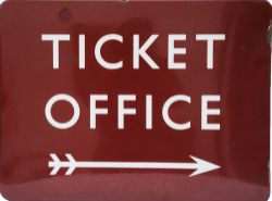 BR(M) enamel Station Platform Sign `TICKET OFFICE`, 24" x 18". Good colour and shine, one face