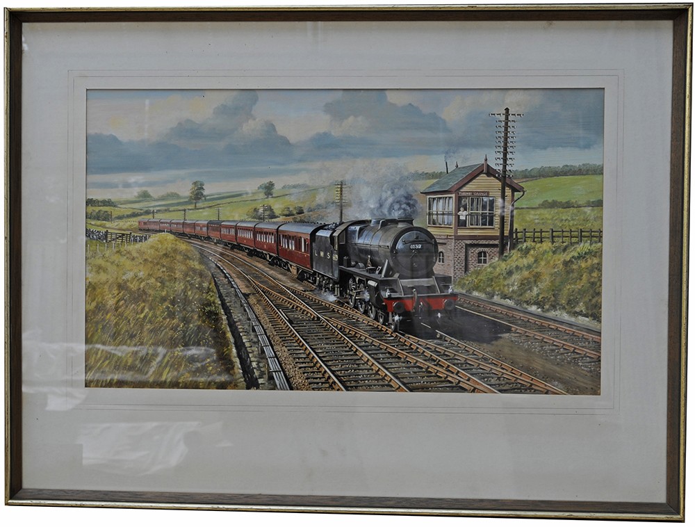 Original Painting - "6139 The Welsh Regiment at Thrimby Grange" by Gerald Broom - oil on board.