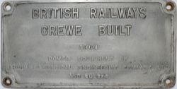 Worksplate "British Railways Crewe Built 1964 Power Equipment by Brush Electrical Engineering