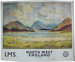 Poster LMS `North West England` by Freda Marston, quad royal size 40" x 50". Depicts the