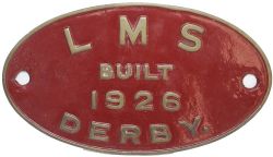 Worksplate LMS Built 1926 Derby. Fowler `Duck Six` 4F class locomotives in the range 44217–87 were
