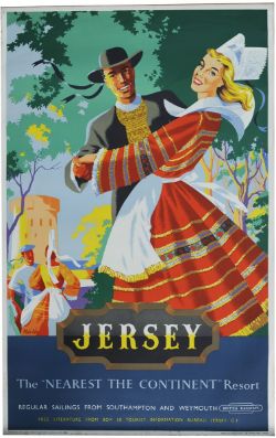 Poster BR `Jersey The Nearest The Continent Resort` by Nevin, double royal size 40" x 25". A