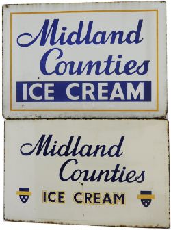 Advertising enamels a pair `Midland Counties Ice Cream` both 24" x 15" and in good condition.