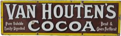 Enamel Advertising Sign `Van Houtens Cocoa`, 24" x 7" in extremely good condition with only minor