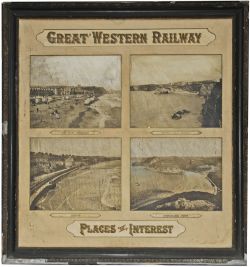 GWR official Advertising Panel depicting the Sands at Teignmouth, Western Sands Newquay, Dawlish,