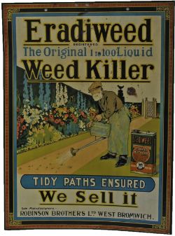 Tinplate Sign `Eradiweed Weed-Killer` Measures 14" x 18", in very good condition.