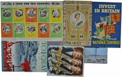 Posters, qty 6 miscellaneous to include:-  `National Savings`, qty 2 comprising `Coronation Regalia`