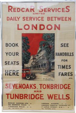 Poster, advertising type `Redcar Services Ltd Daily Services Between London - Sevenoaks, Tonbridge &