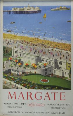Poster BR `Margate` by Ronald Lampitt, double royal size 40" x 25". View of the Pavilion & Winter