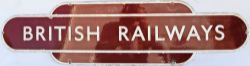 BR(M) Totem Sign `BRITISH RAILWAYS, flangeless measuring 32" x 8". A very uncommon sign, some