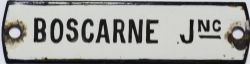 LSWR enamel Signalbox Block Instrument plate BOSCARNE JNC. Black lettering and border on a white