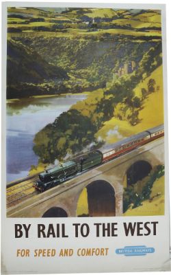 Poster British Railways `By Rail To The West` by Frank Wooton, double royal size 40" x 25". Image of