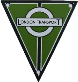 London Transport Country Buses Radiator Badge, triangular, green and white, virtually mint.