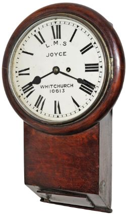 Midland Railway / LMS  Mahogany cased 10" drop dial chisel bottom trunk English fusee clock. The
