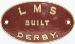 LMS Built Derby Worksplate. Oval brass.