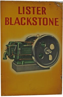 Tinplate Advertising Sign `Lister Blackstone`, 30" x 20", good condition.