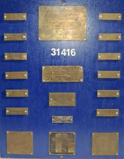 British Railways Class 31 plates mounted on a board for display purposes. Ex 31416 (qty 19) and ex
