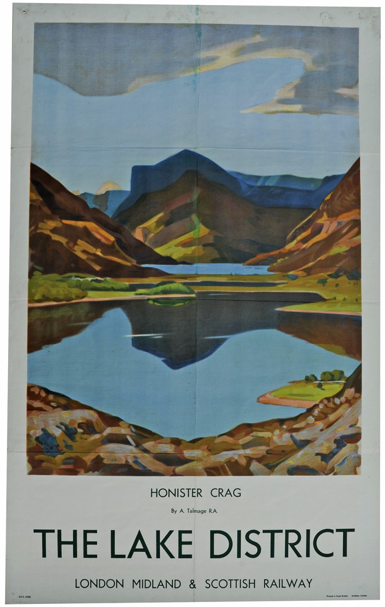 Poster LMS `Honister Crag, The Lake District` by A. Talmage, double royal size 40" x 25". A simple