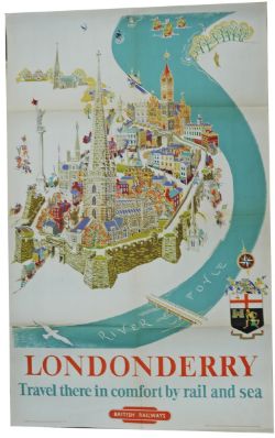 Poster `Londonderry - Travel there in Comfort by Rail & Sea` by Kerry Lee, double royal size 40" x