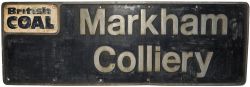 Nameplate MARKHAM COLLIERY. Ex BR Type 5 Co-Co Class 58 locomotive  58003. Built at BREL Doncaster
