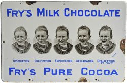 Enamel Advertising Sign `Fry`s Milk Chocolate`  5 Boys measuring 17½" x 11½". This is the rare white