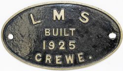 Worksplate LMS Built 1925 Crewe. Ex Fowler 4F locomotive.