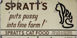 Enamel Advertising Sign "Spratt`s Puts Pussy into Fine Form - Spratts Cat Food". In very good