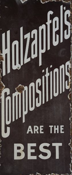 Enamel Advertising Sign `Holzapfel`s Compositions` (PAINT). Measuring 36" x 15". Single sided