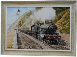 Original Painting - "GWR 2987 Bride of Lammermoor" on the sea wall near Teignmouth by Gerald