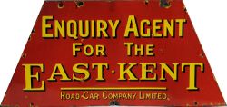 Enamel Advertising Sign `Enquiry Agent for the East Kent Road & Motor Company. Yellow with black