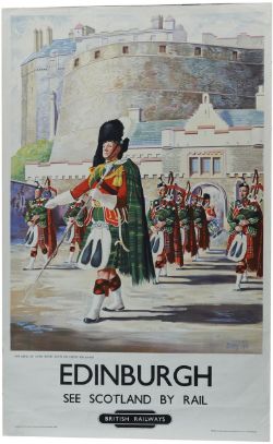 Poster, BR(Sc) `Edinburgh - See Scotland by Rail` by Berry 1951, double royal size 40" x 25".