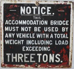 GWR cast iron Bridge Restriction Sign complete with detachable plates for 3 Tons. A very rare sign