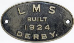 Worksplate LMS Built 1924 Derby. Ex Fowler 4-4-0 Compound locomotive LMS number 1083 later BR 41083.