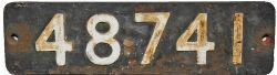 Smokebox Numberplate 48741. Ex Stanier 8F freight locomotive, built Darlington Works in February