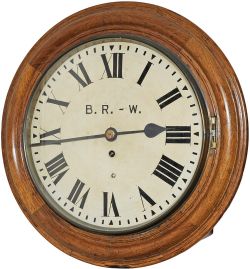 Cambrian Railway 12" Oak Cased Fusee Dial Clock. Original, early chain drive fusee movement with `A`