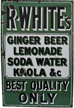 Enamel Advertising Sign `R Whites Ginger Beer Lemonade Soda Water Kaola &c - Best Quality Only`.