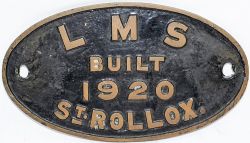 Worksplate Built 1920 St. Rollox. Ex Caledonian Railway/LMS Pickersgill Class 72 4-4-0 locomotive