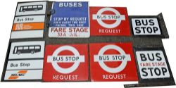 Bus Stop enamel Signs, a small collection of 8 signs.