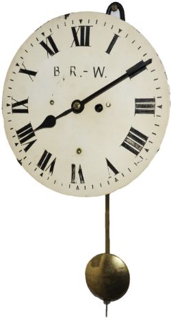 Midland Railway 10" wall mounted `Hook and Spike` English fusee clock. The wire fusee movement has
