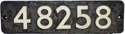 Smokebox Numberplate 48258. Ex Stanier 8F locomotive built by the North British Locomotive Company