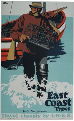 Poster LNER  `East Coast Types No 3 The Lobsterman` by Frank Newbould, double royal size 40" x