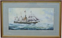Framed & Glazed Watercolour Painting `SS Great Britain` by J.E. Wigston GRA. Measures 27½" x 17".