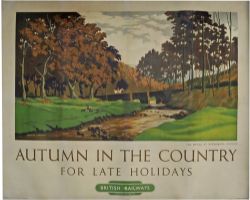 Poster, British Railways `The Bridge At Simonsbath Exmoor - Autumn In The Country For Late Holidays`