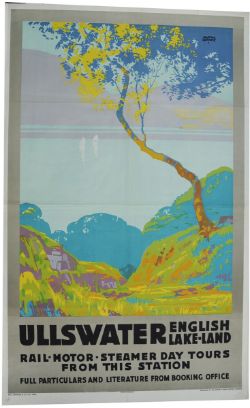 Poster LNER `Ullswater - English Lakeland - Rail -Motor - Steamer Day Tours From This Station` by