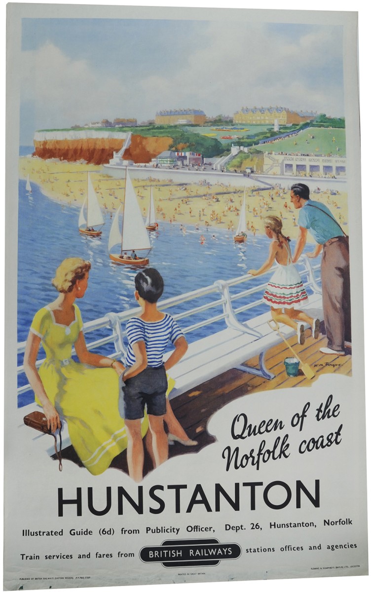 Poster British Railways `Hunstanton - Queen Of The Norfolk Coast` by William Fryer, double royal